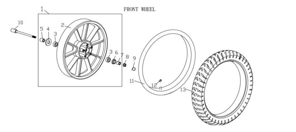 Horwin CR6 Front Wheel Assembly
