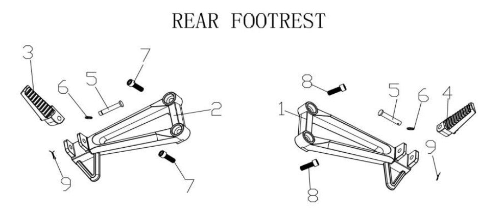 Horwin CR6 Rear Foot Peg Assembly